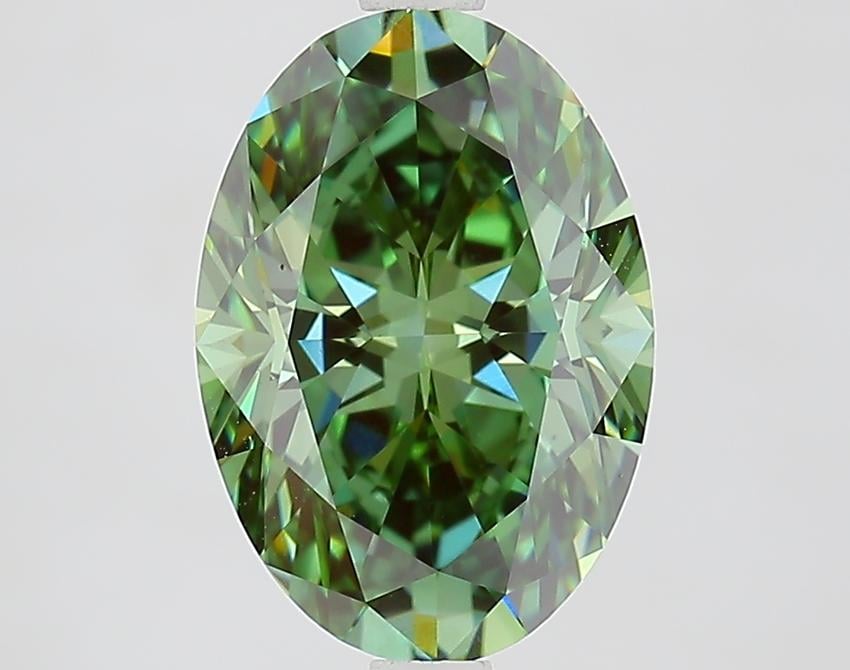 3.09 Ct. Fancy Vivid Green Oval Lab Grown Diamond