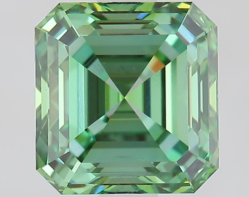 2.10 Ct. Fancy Vivid Green Asscher Lab Grown Diamond