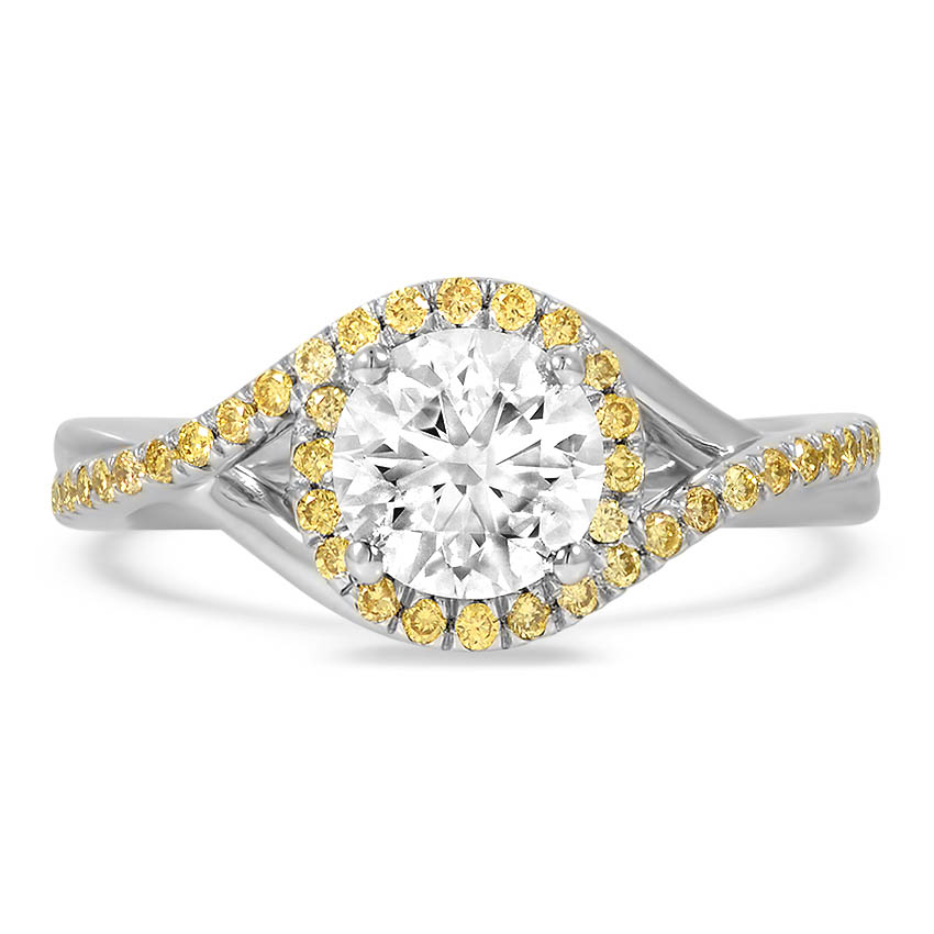 Custom Sweeping Halo Yellow Diamond Ring