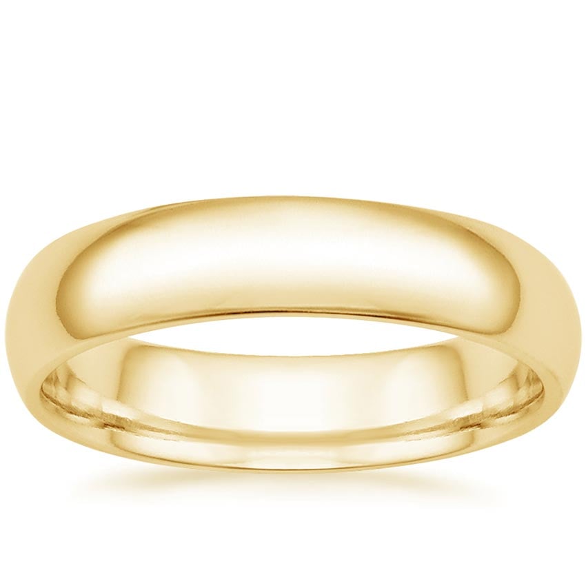 14K Yellow Gold mens and womens plain wedding bands 4mm comfort-fit light
