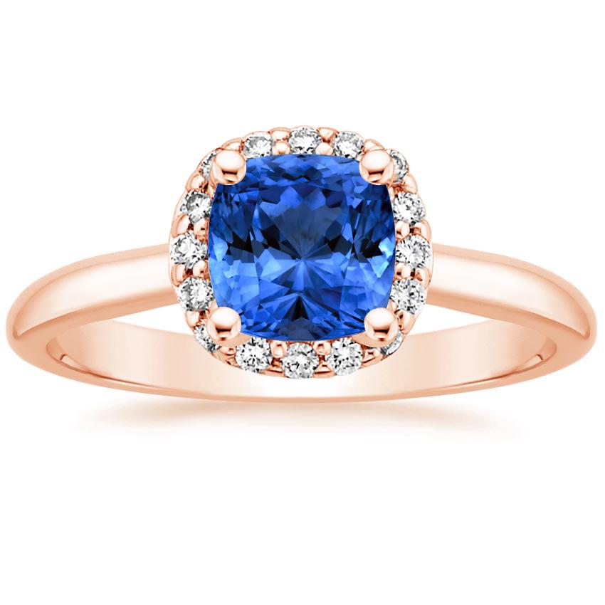 Sapphire Fancy Halo Diamond Ring (1/8 ct. tw.) in 14K Rose Gold