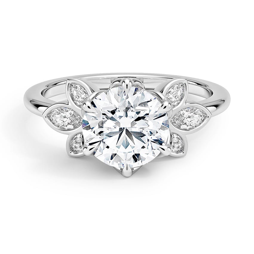 Custom Floral-Inspired Halo Diamond Ring