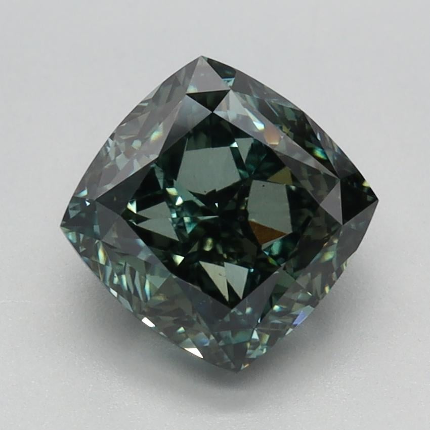 2.23 Ct. Fancy Green Cushion Lab Grown Diamond