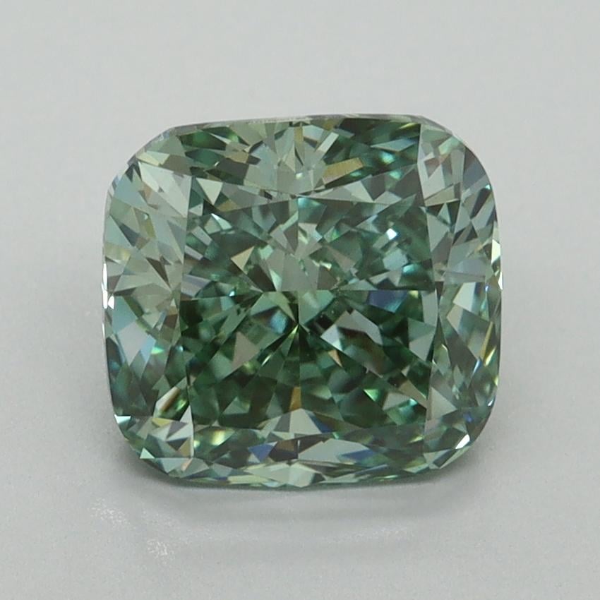 2.30 Ct. Fancy Vivid Green Cushion Lab Grown Diamond