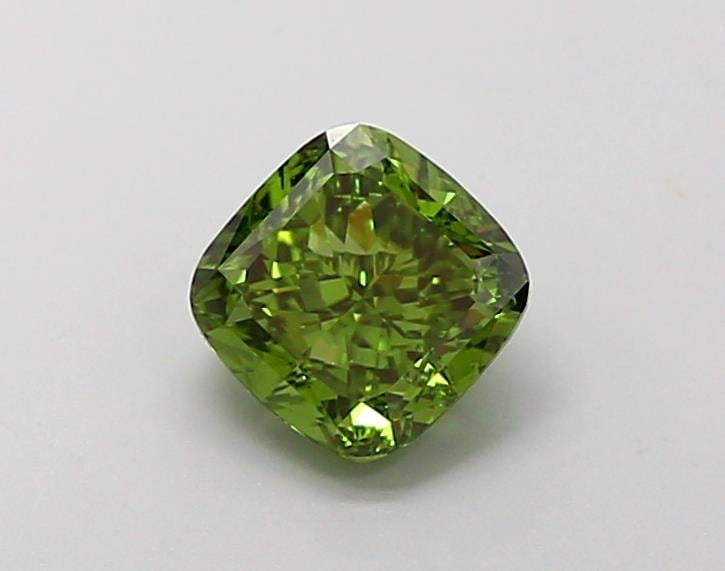 1.20 Ct. Fancy Vivid Green Cushion Lab Grown Diamond