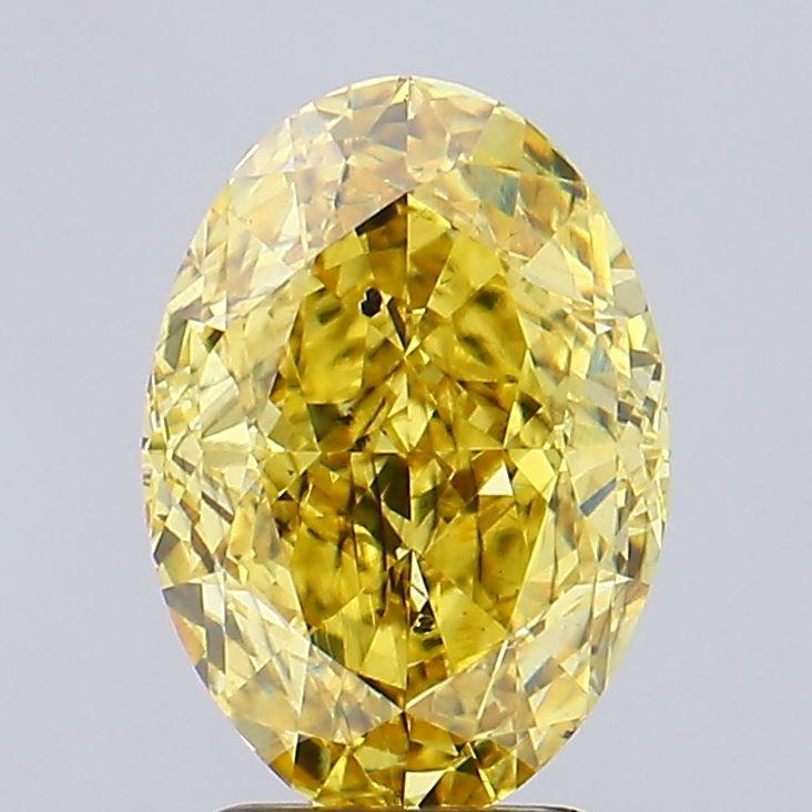 3.37 Ct. Fancy Vivid  Yellow Oval Lab Grown Diamond