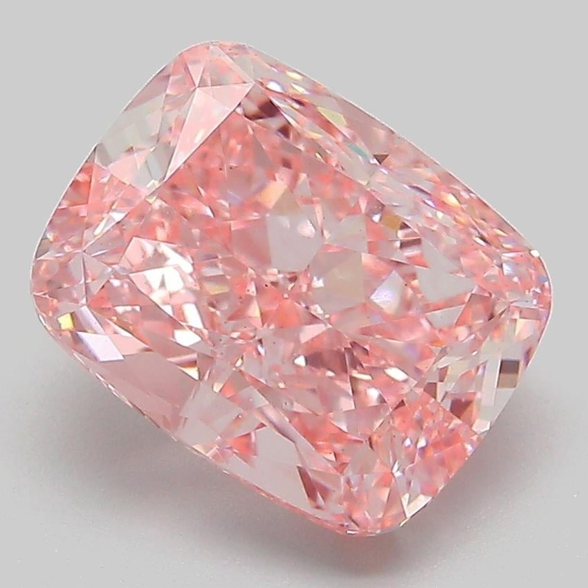 4.13 Ct. Fancy Vivid  Pink Cushion Lab Grown Diamond