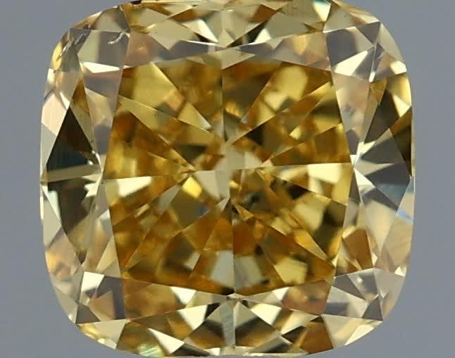 0.65 Ct. Fancy Intense Yellow Cushion Lab Grown Diamond
