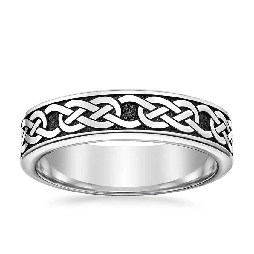 Black Rhodium Celtic Eternity Knot 6mm Wedding Ring in Platinum