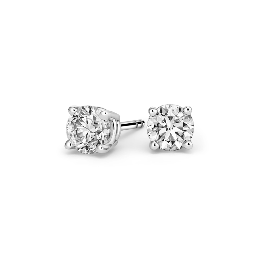14k White Gold Round Stud Earring Mounting Setting Push Back Post Double Prong 