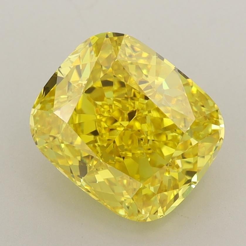 2.51 Ct. Fancy Vivid  Yellow Cushion Lab Grown Diamond