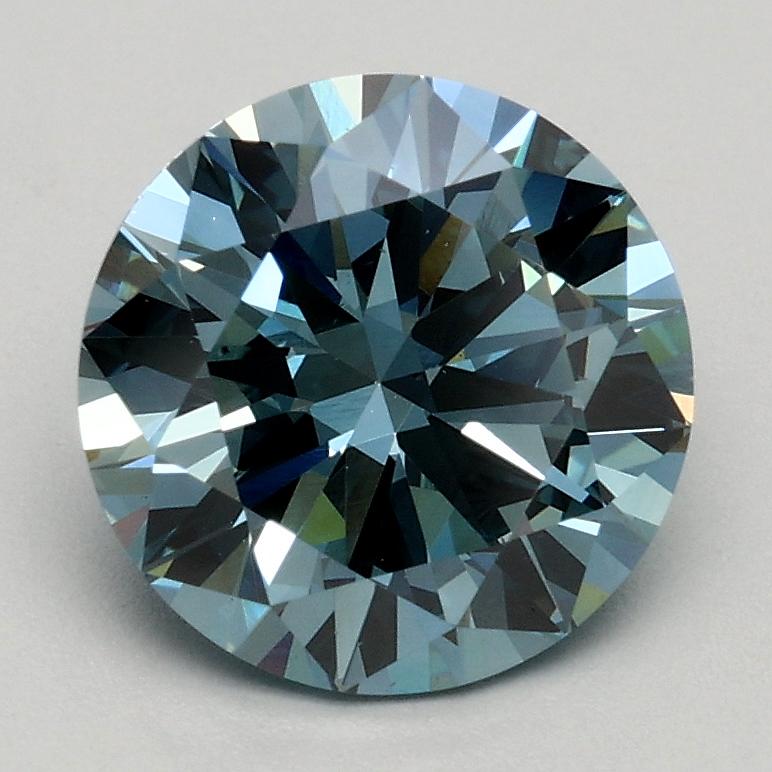 1.50 Ct. Fancy Intense Greenish Blue Round Lab Grown Diamond