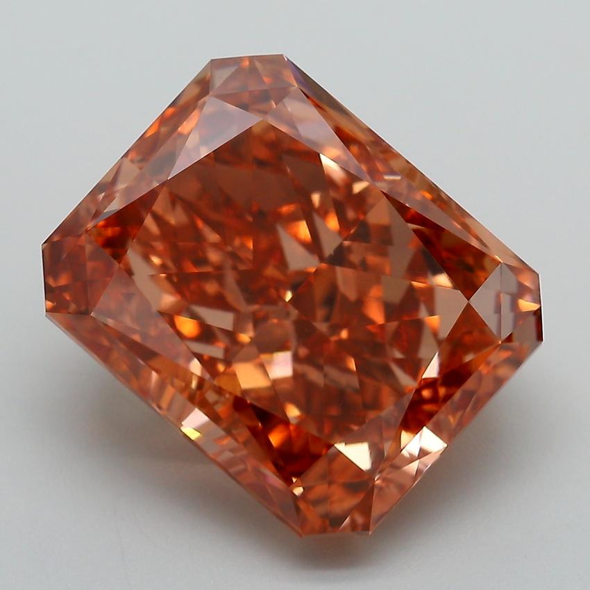 11.90 Ct. Fancy Vivid Orangy Brown Radiant Lab Grown Diamond