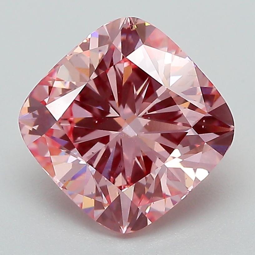 3.18 Ct. Fancy Vivid Pink Cushion Lab Grown Diamond
