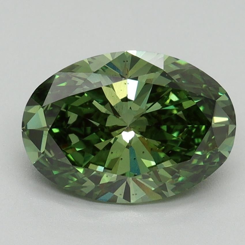 2.11 Ct. Fancy Vivid Green Oval Lab Grown Diamond