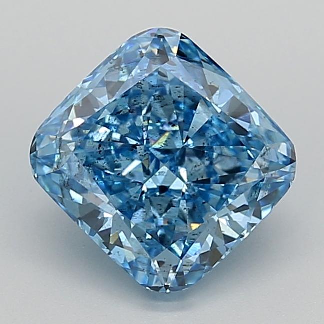 3.02 Ct. Fancy Vivid Blue Cushion Lab Grown Diamond