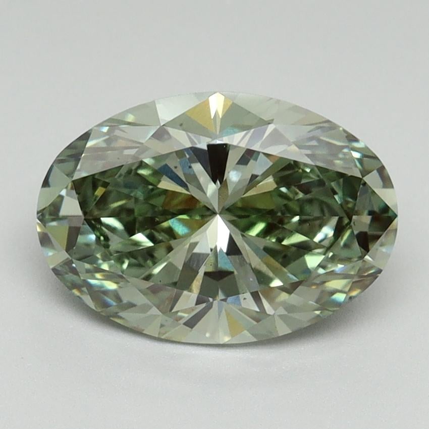 2.02 Ct. Fancy Vivid Green Oval Lab Grown Diamond