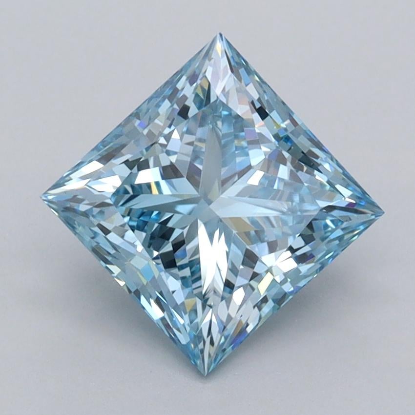 2.00 Ct. Fancy Vivid  Blue Princess Lab Grown Diamond