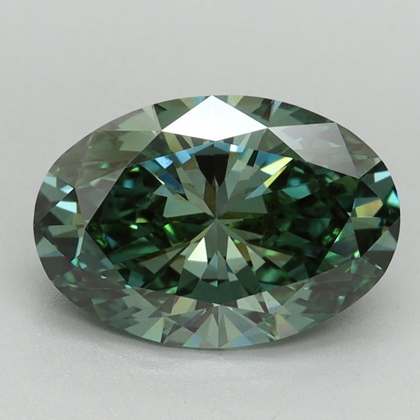 2.19 Ct. Fancy Vivid Pacific Green Oval Lab Grown Diamond