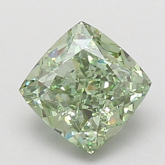 1.53 Ct. Fancy Vivid Green Cushion Lab Grown Diamond