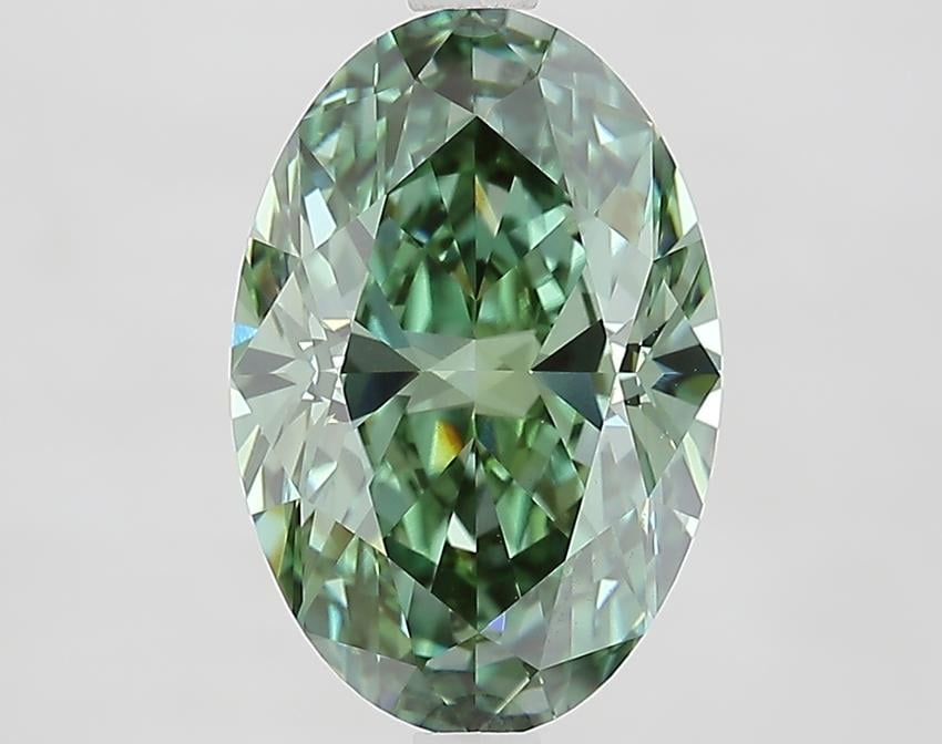 3.56 Ct. Fancy Vivid Green Oval Lab Grown Diamond