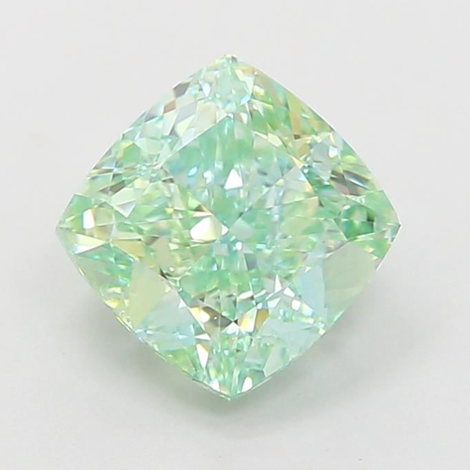 2.20 Ct. Fancy Vivid Green Cushion Lab Grown Diamond
