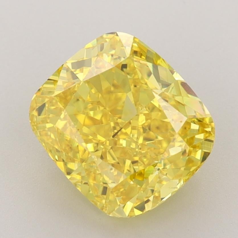 3.09 Ct. Fancy Vivid  Yellow Cushion Lab Grown Diamond