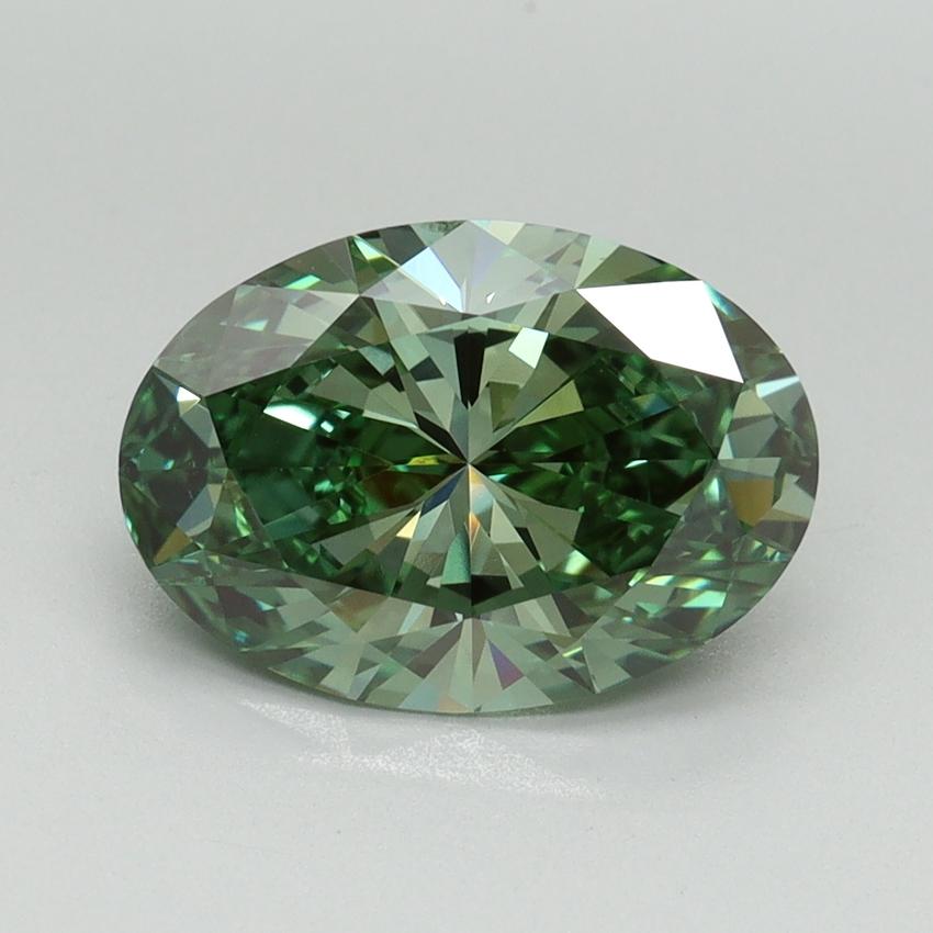 2.51 Ct. Fancy Vivid Green Oval Lab Grown Diamond