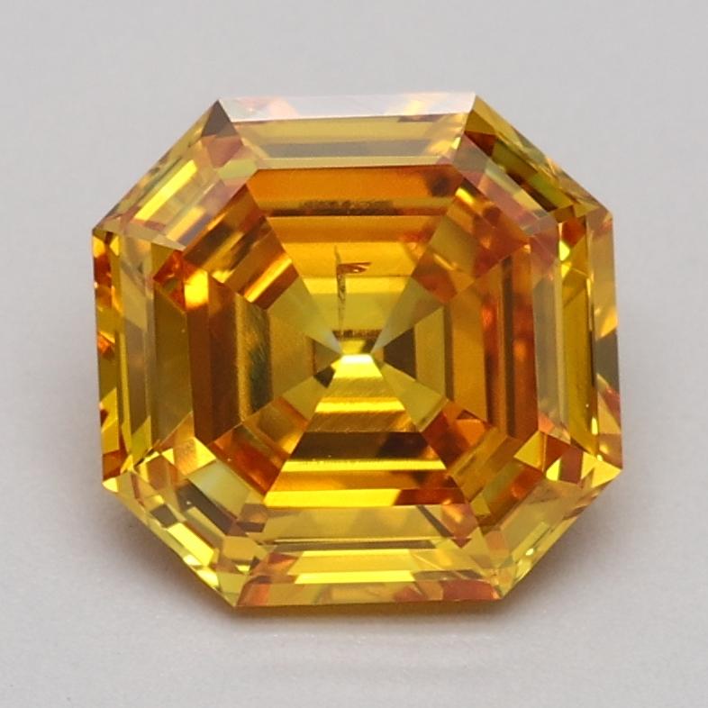 1.31 Ct. Fancy Vivid Yellowish Orange Asscher Lab Grown Diamond