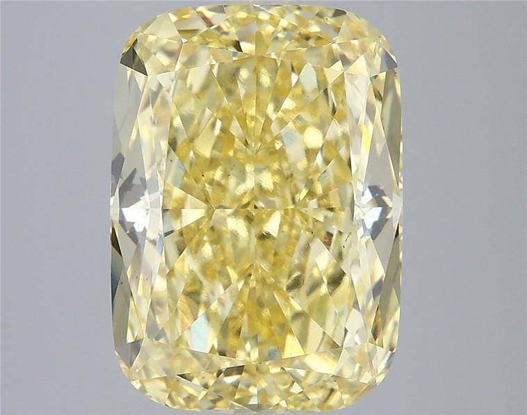 6.28 Ct. Fancy Vivid  Yellow Cushion Lab Grown Diamond