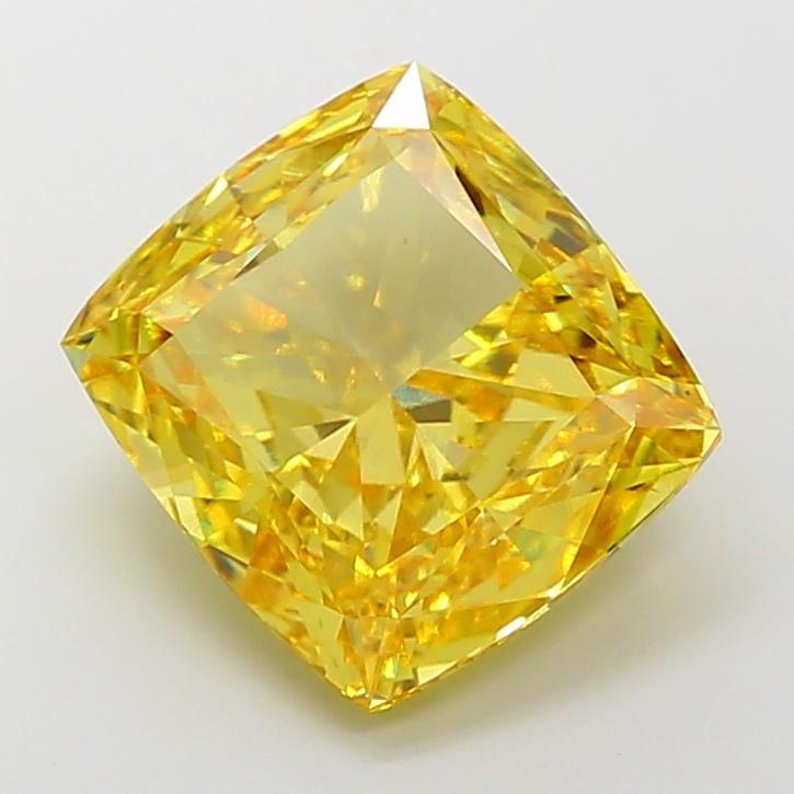 10.11 Ct. Fancy Vivid New_Mst Yellow Cushion Lab Grown Diamond