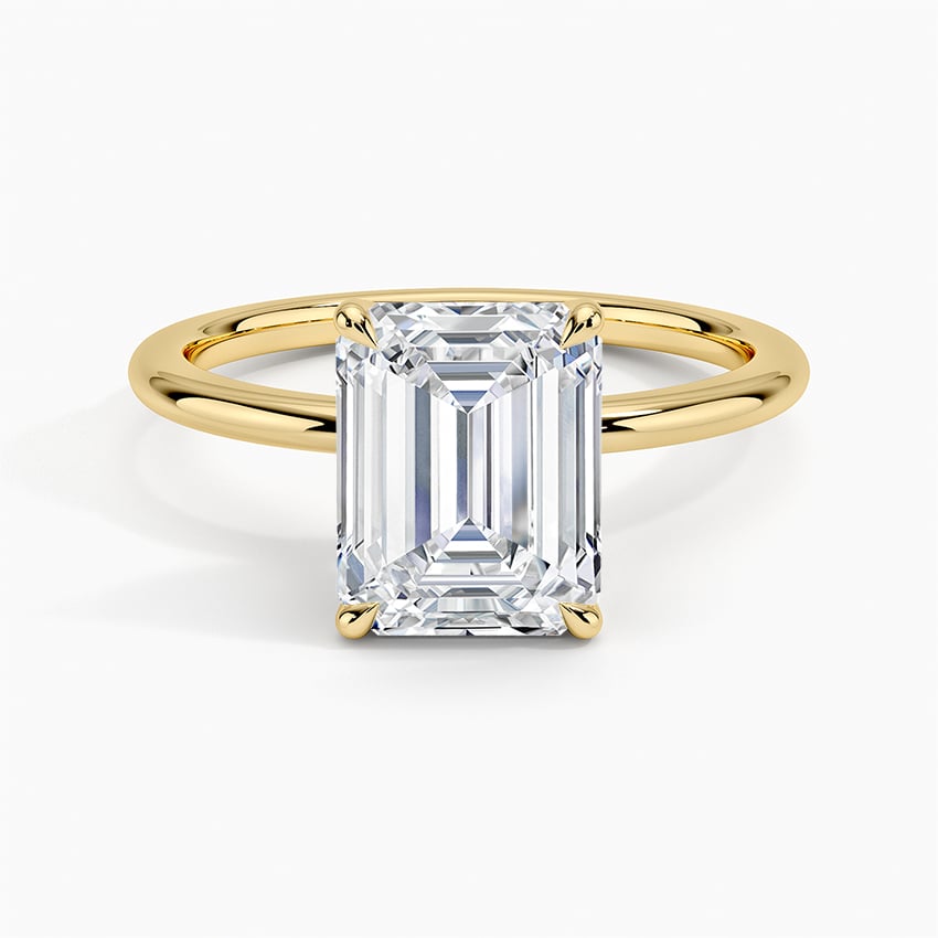 Petite Elodie Solitaire Ring with 1ct Emerald Lab Diamond in 18K Yellow ...