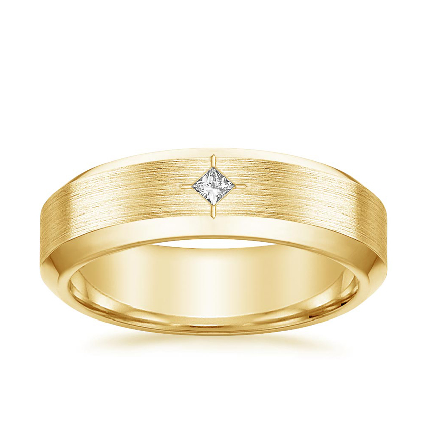 Caspian Diamond 6mm Wedding Ring in 18K Yellow Gold