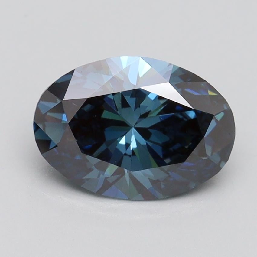 1.53 Ct. Fancy Vivid Greenish Blue Oval Lab Grown Diamond