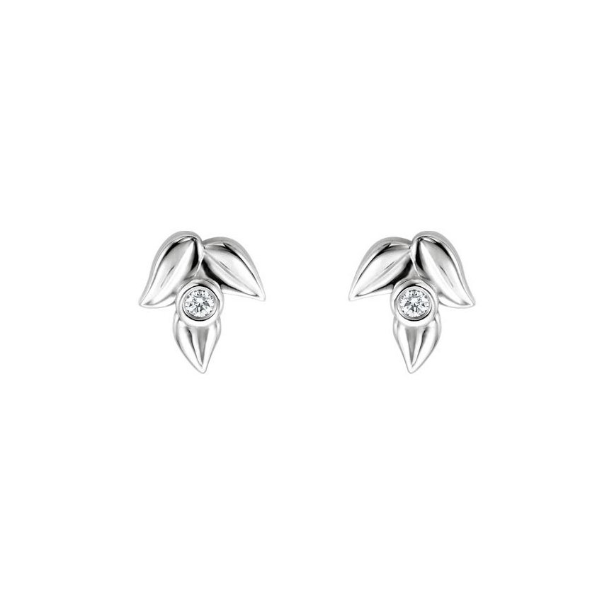 Olive Branch Diamond Earrings in Silver