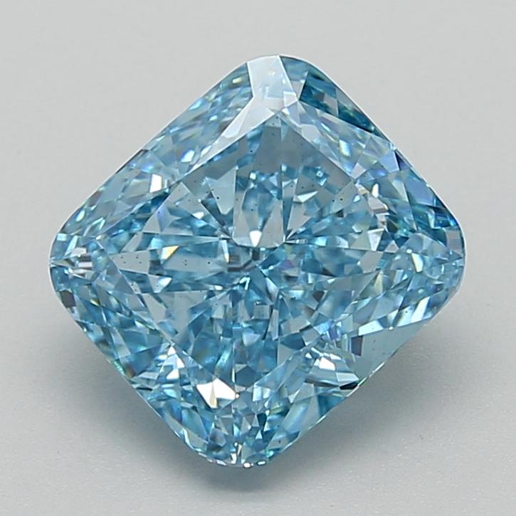 4.01 Ct. Fancy Vivid  Blue Cushion Lab Grown Diamond