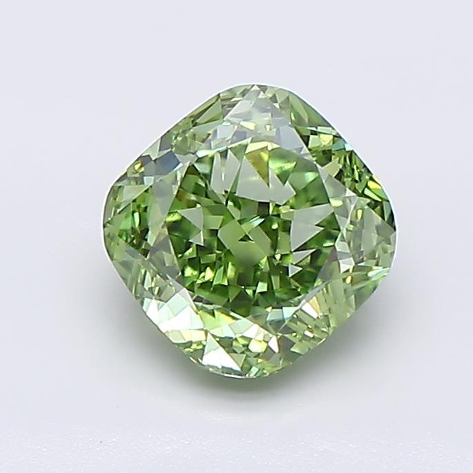 1.54 Ct. Fancy Vivid  Green Cushion Lab Grown Diamond