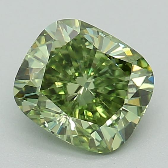 0.56 Ct. Fancy Vivid  Green Cushion Lab Grown Diamond