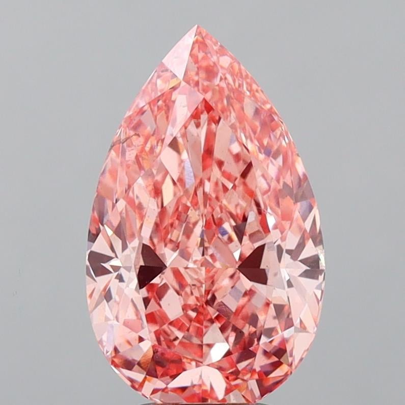 5.04 Ct. Fancy Vivid  Pink Pear Lab Grown Diamond