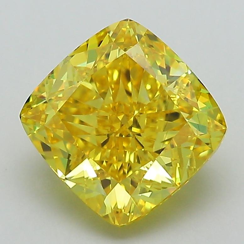 2.82 Ct. Fancy Vivid Yellow Cushion Lab Grown Diamond