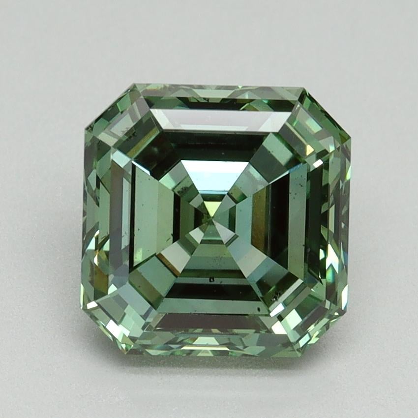 2.79 Ct. Fancy Vivid Pacific Green Asscher Lab Grown Diamond