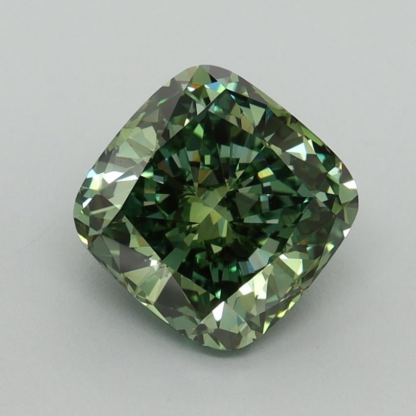 2.13 Ct. Fancy Vivid Pacific Green Cushion Lab Grown Diamond