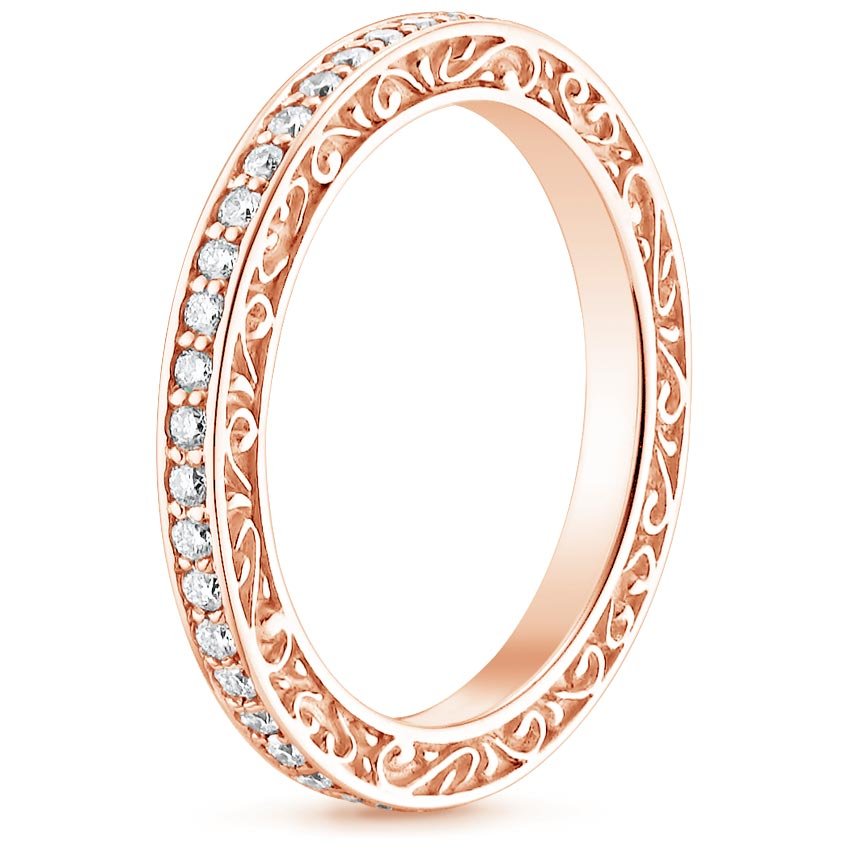 14K Rose Gold Delicate Antique Scroll Eternity Diamond Ring (2/5 ct. tw.), large side view