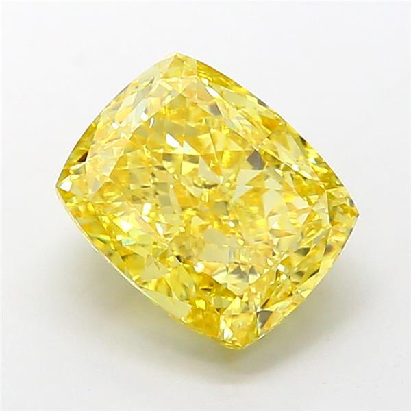 5.43 Ct. Fancy Vivid Yellow Cushion Lab Grown Diamond