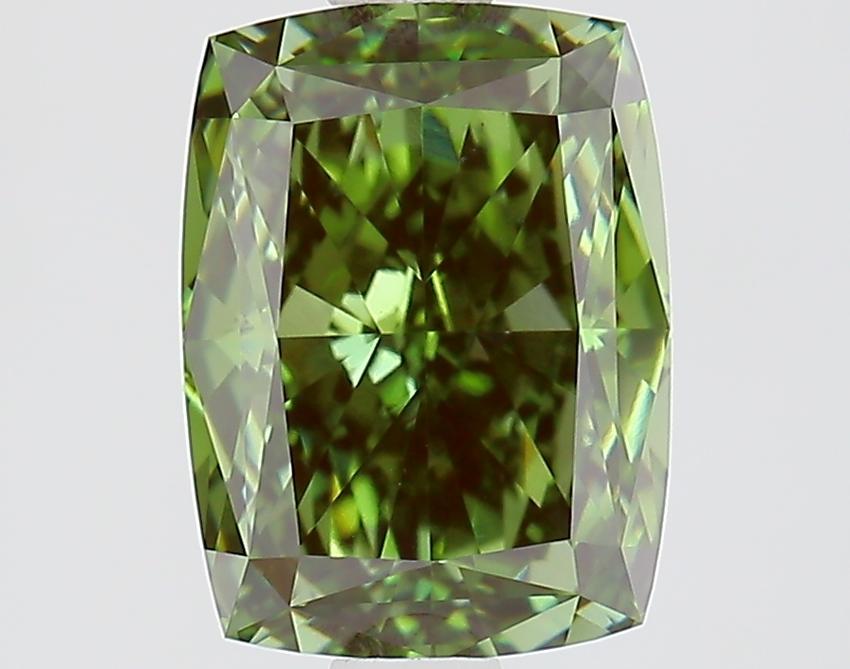 2.13 Ct. Fancy Vivid Green Cushion Lab Grown Diamond