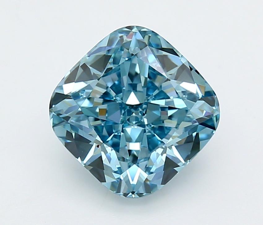 3.06 Ct. Fancy Vivid  Blue Cushion Lab Grown Diamond