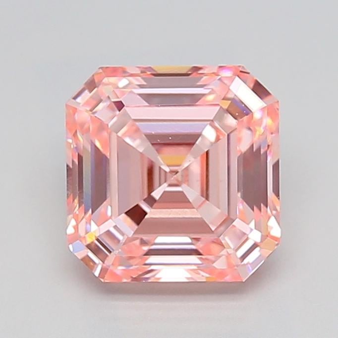 3.06 Ct. Fancy Vivid  Pink Asscher Lab Grown Diamond