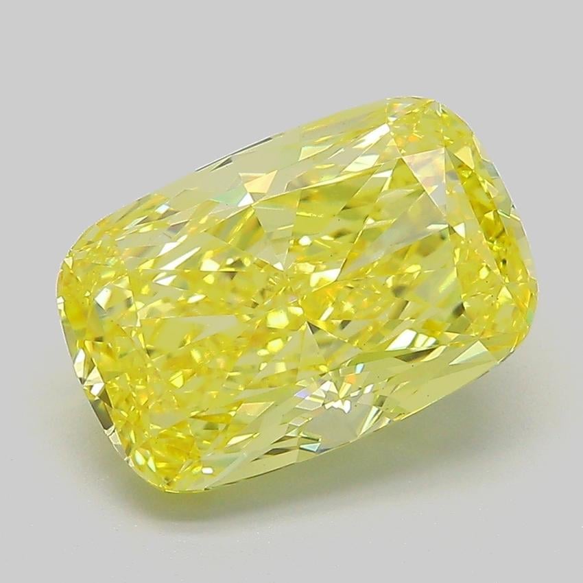 4.59 Ct. Fancy Vivid  Yellow Cushion Lab Grown Diamond
