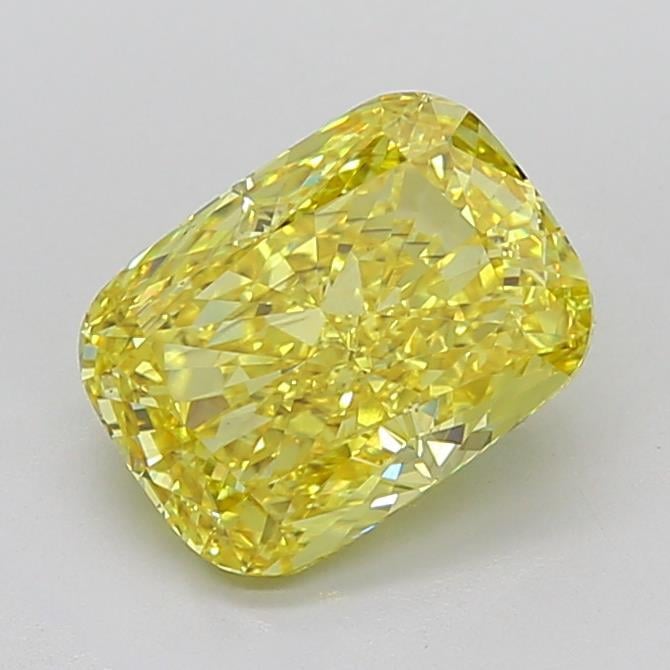 4.31 Ct. Fancy Vivid Yellow Cushion Lab Grown Diamond