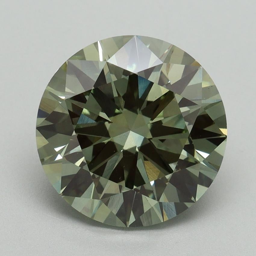 4.08 Ct. Fancy Vivid Green Round Lab Grown Diamond